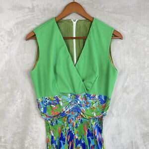 Vintage 70s Women's Maxi Length Sleeveless Romper Flared Resort Wear Size Medium